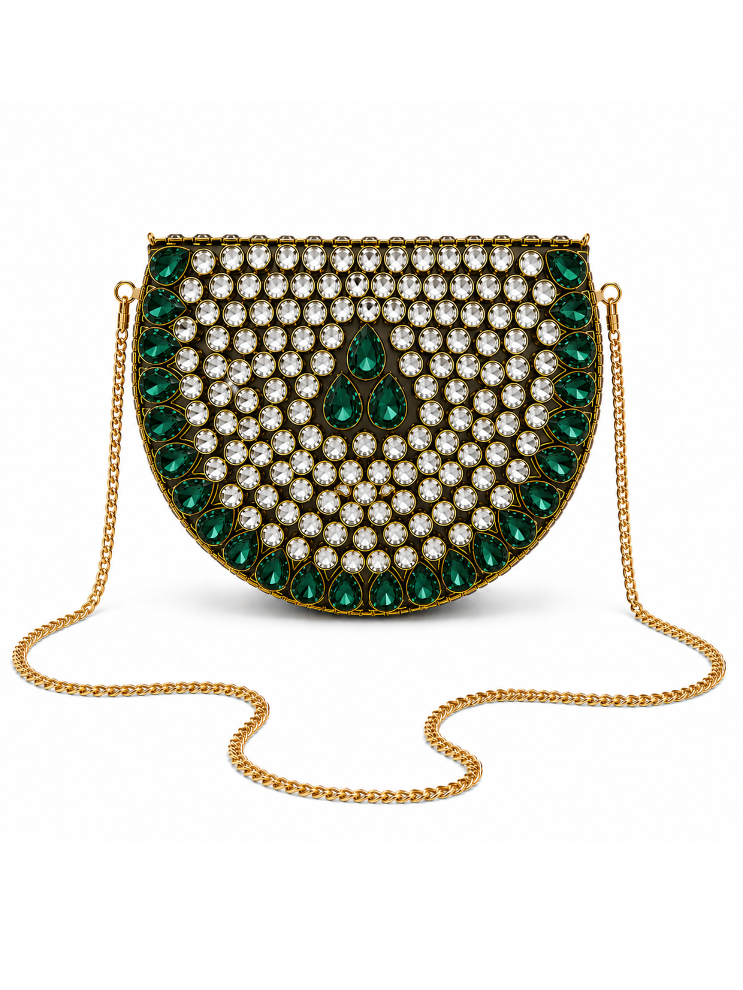 Emerald Luxe Kundan Clutch