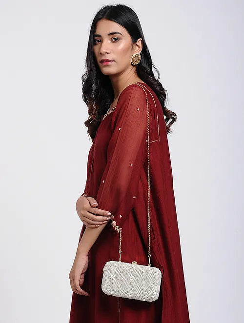 Pearl Handembroidered Clutch