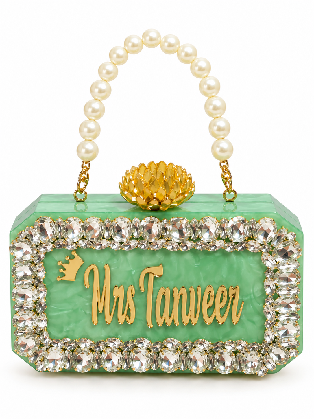 Sea Green Customized Name Clutch