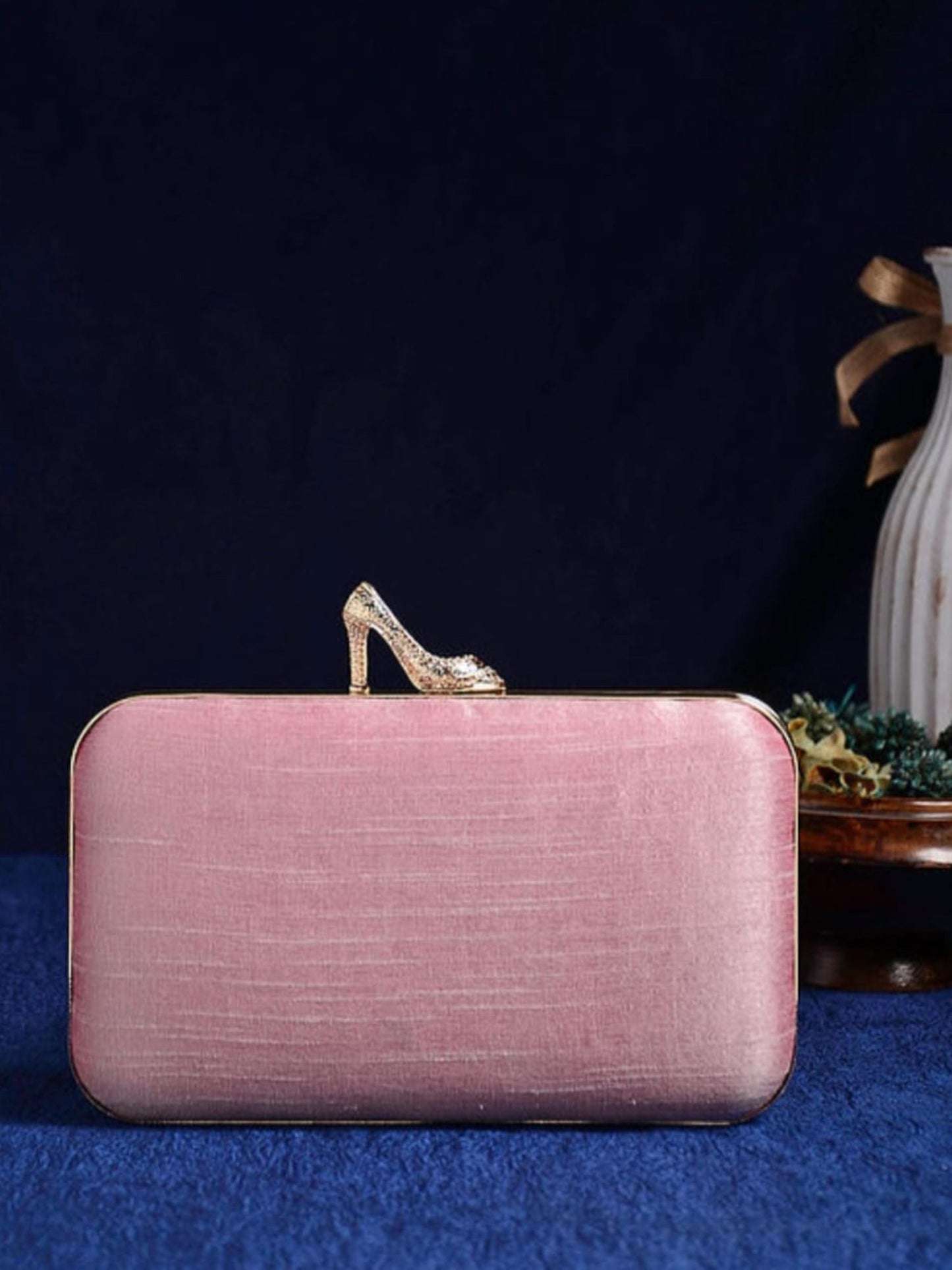 Pink High Heels Handembroidered Clutch