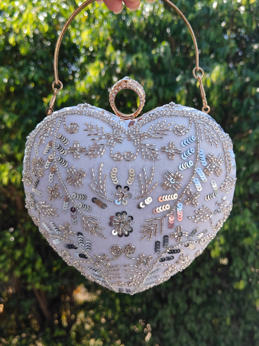 Cinderella White Heart Clutch