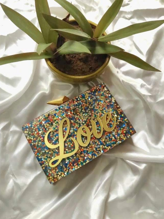 Multicolored Glitter Customized Clutch