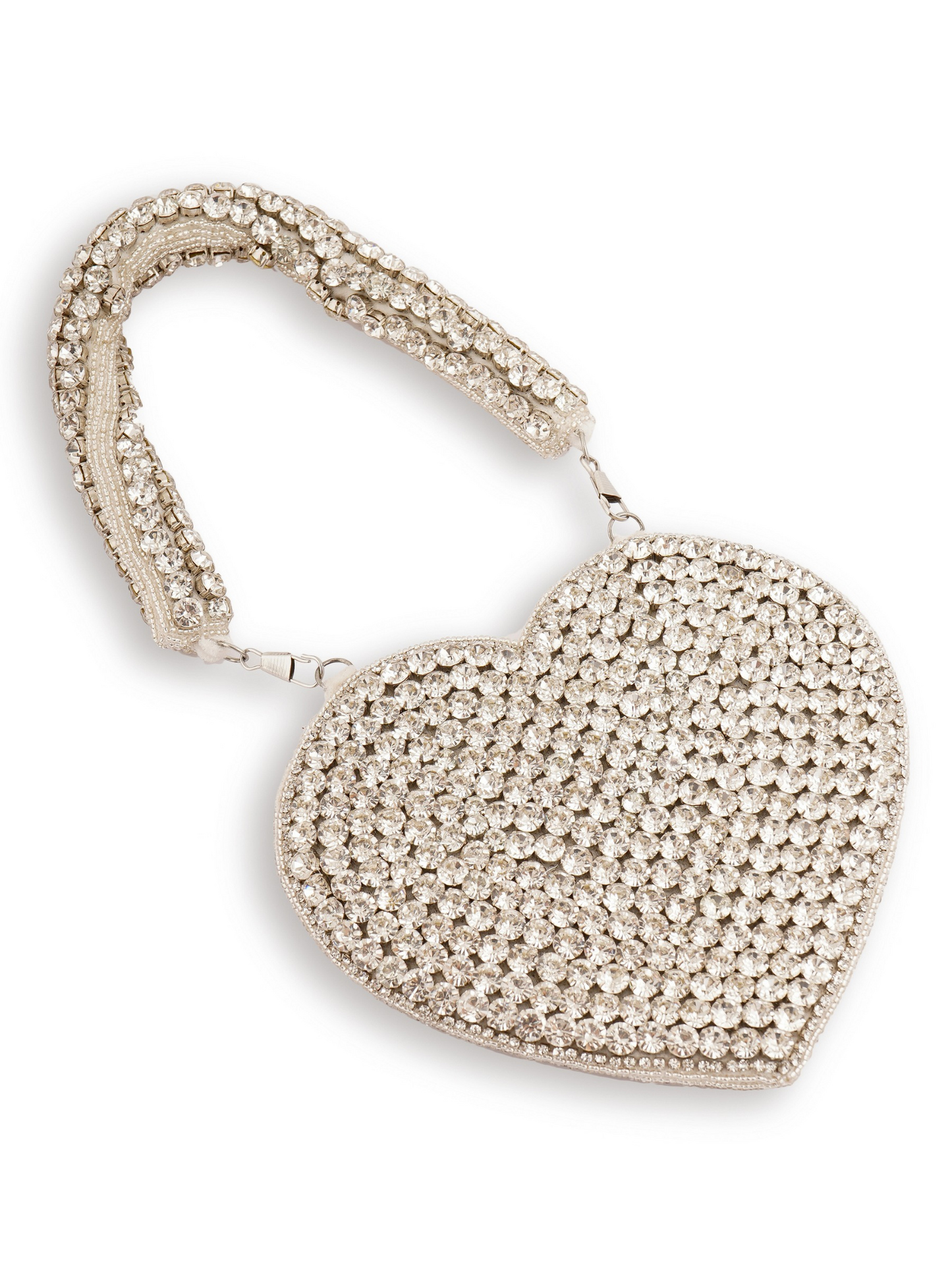 Silver Queen of Hearts clutch by aclutchstory featuring a heart pattern and elegant design for evening events.