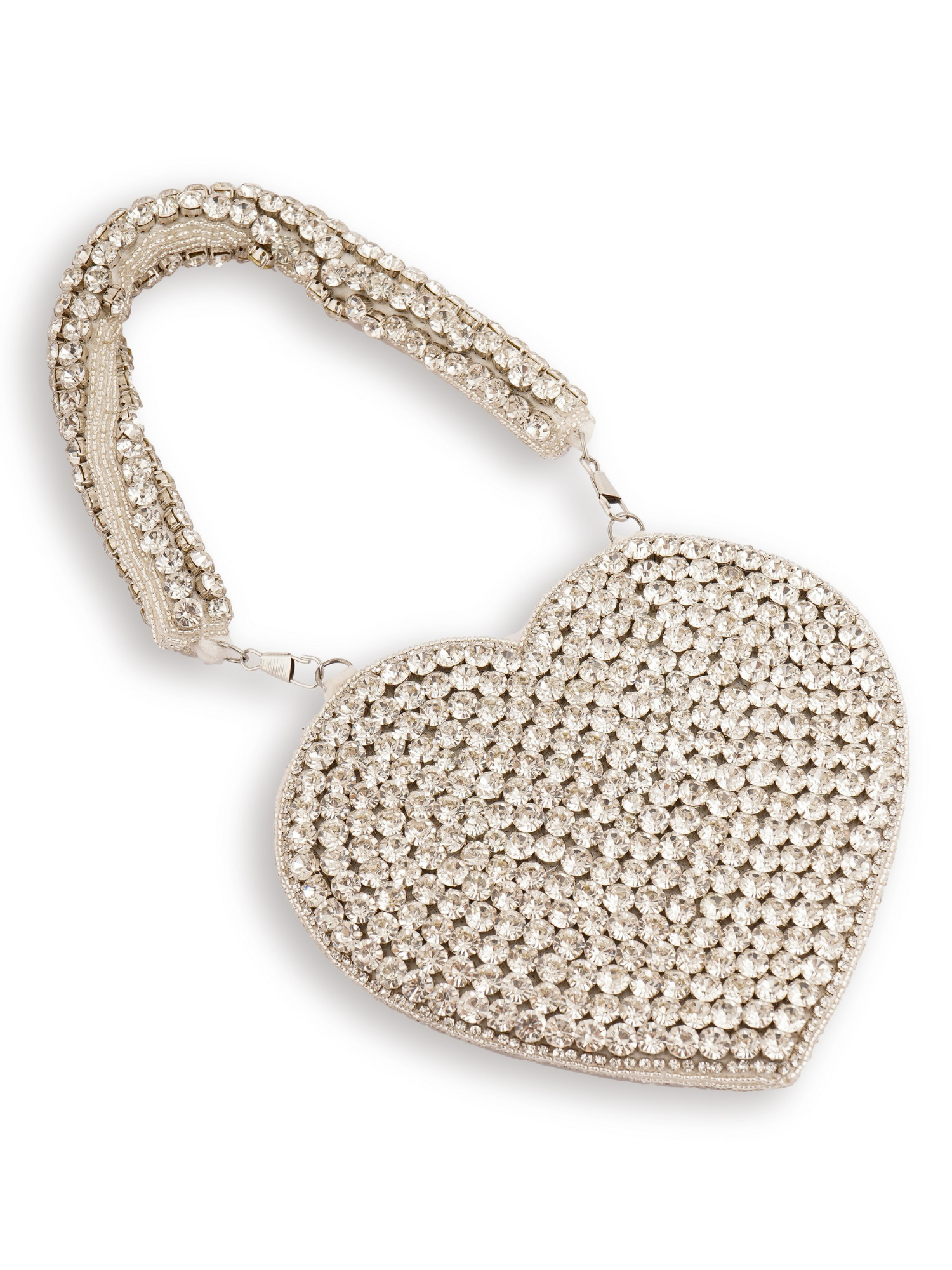 Silver Queen of Hearts clutch by aclutchstory featuring a heart pattern and elegant design for evening events.