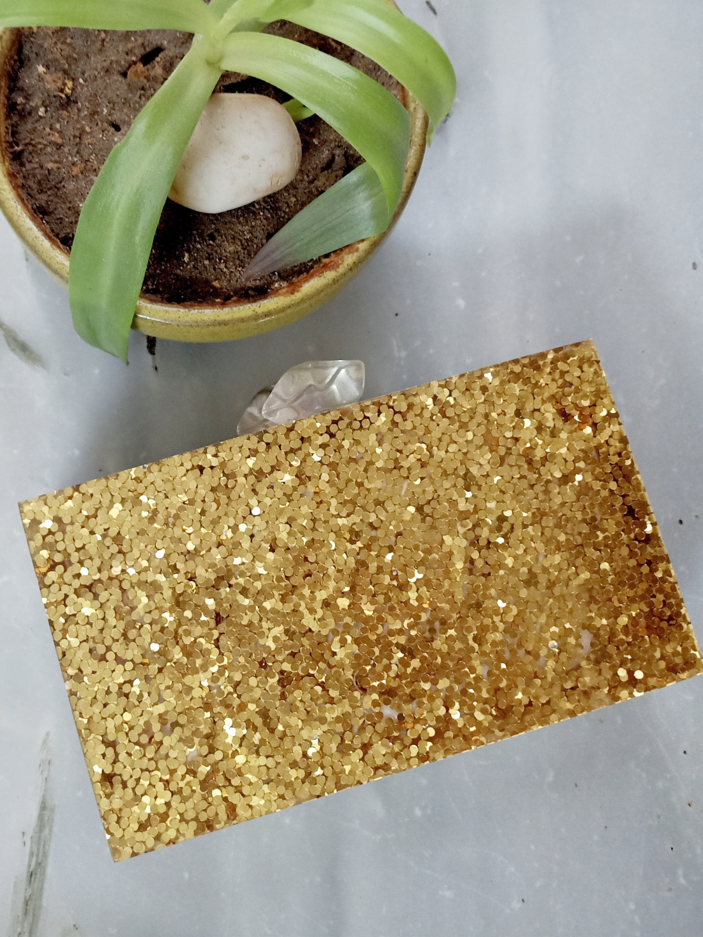 Golden Glitter Customized Clutch